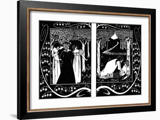 The Four Queens and Lancelot, 1893-1894-Aubrey Beardsley-Framed Giclee Print