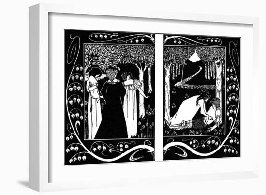 The Four Queens and Lancelot, 1893-1894-Aubrey Beardsley-Framed Giclee Print