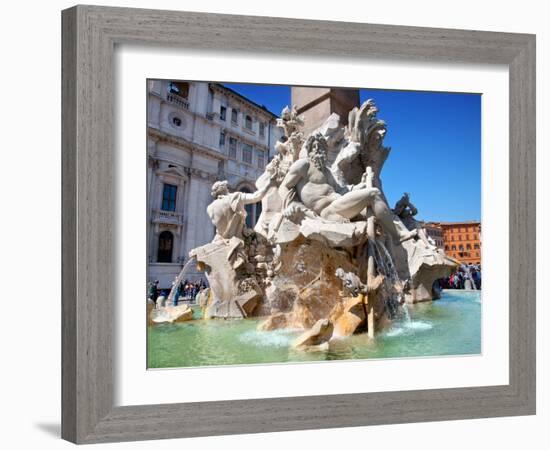 The Four Rivers Fountain in Piazza Navona, Rome, Lazio, Italy, Europe-Adina Tovy-Framed Photographic Print