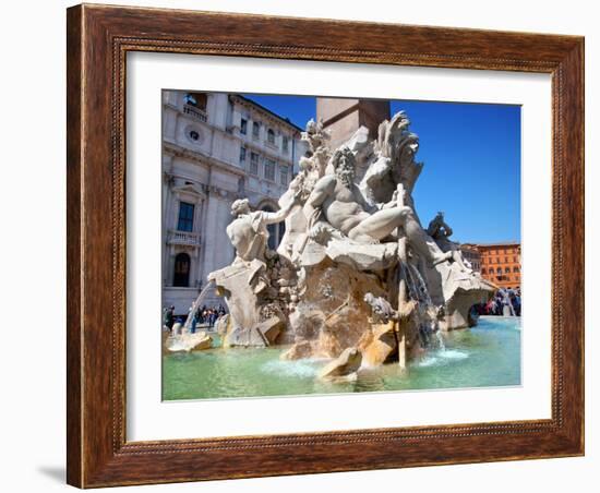 The Four Rivers Fountain in Piazza Navona, Rome, Lazio, Italy, Europe-Adina Tovy-Framed Photographic Print