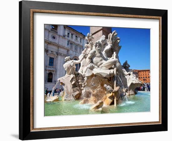 The Four Rivers Fountain in Piazza Navona, Rome, Lazio, Italy, Europe-Adina Tovy-Framed Photographic Print