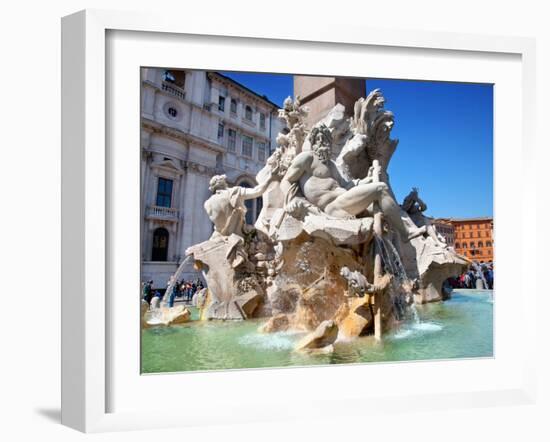 The Four Rivers Fountain in Piazza Navona, Rome, Lazio, Italy, Europe-Adina Tovy-Framed Photographic Print