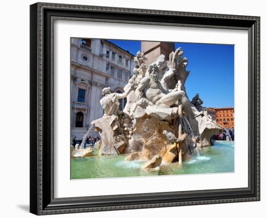 The Four Rivers Fountain in Piazza Navona, Rome, Lazio, Italy, Europe-Adina Tovy-Framed Photographic Print