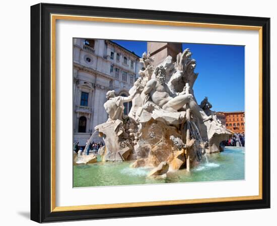 The Four Rivers Fountain in Piazza Navona, Rome, Lazio, Italy, Europe-Adina Tovy-Framed Photographic Print