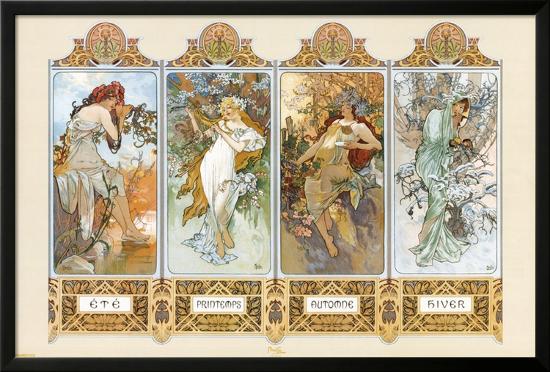 The Four Seasons-Alphonse Mucha-Lamina Framed Poster