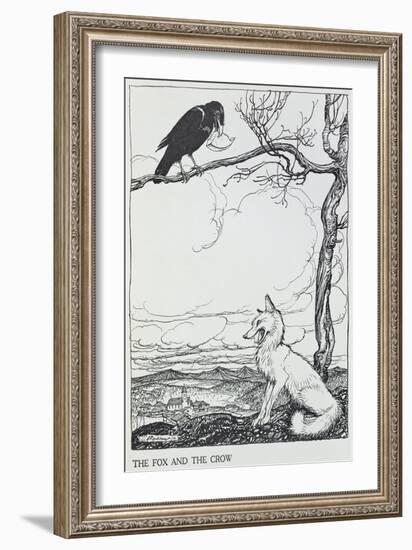 The Fox and the Crow, Illustration from 'Aesop's Fables', Published by Heinemann, 1912-Arthur Rackham-Framed Giclee Print