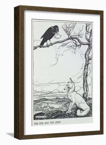 The Fox and the Crow, Illustration from 'Aesop's Fables', Published by Heinemann, 1912-Arthur Rackham-Framed Giclee Print