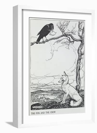 The Fox and the Crow, Illustration from 'Aesop's Fables', Published by Heinemann, 1912-Arthur Rackham-Framed Giclee Print