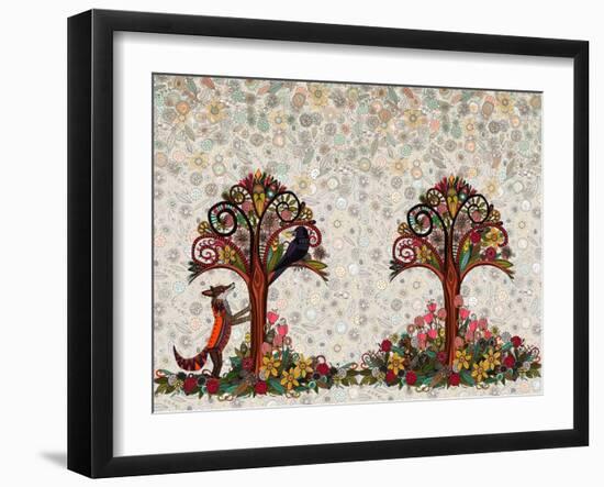 The Fox and the Crow-Sharon Turner-Framed Art Print