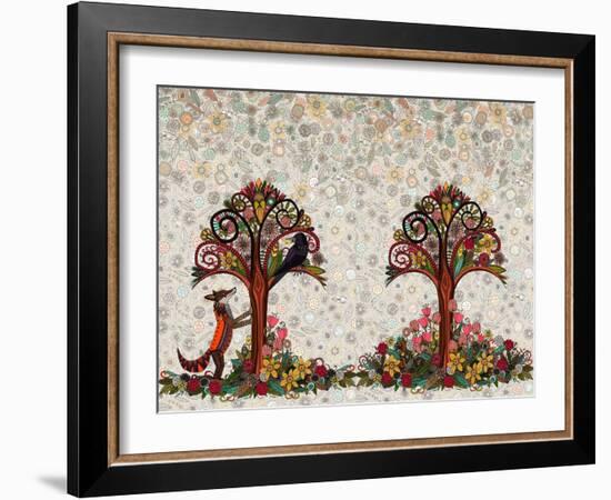 The Fox and the Crow-Sharon Turner-Framed Art Print