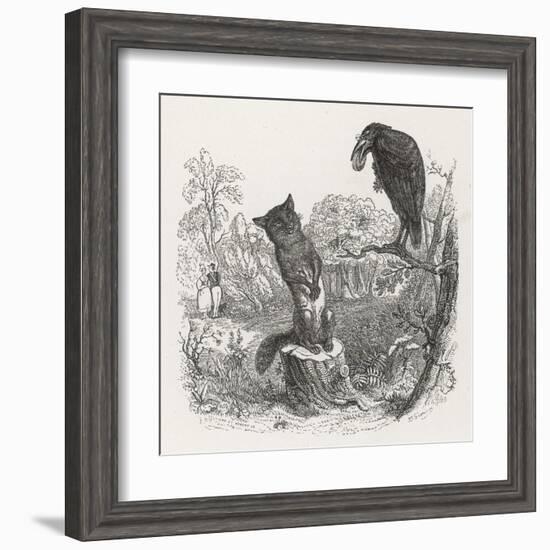 The Fox and the Crow-J.J. Grandville-Framed Art Print