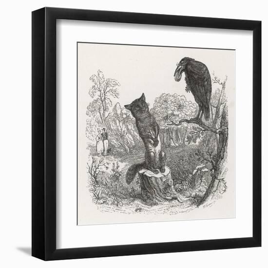 The Fox and the Crow-J.J. Grandville-Framed Art Print