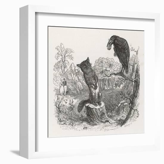 The Fox and the Crow-J.J. Grandville-Framed Art Print