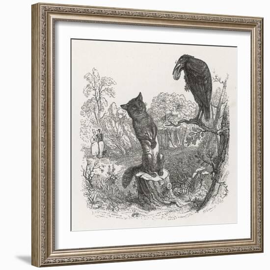 The Fox and the Crow-J.J. Grandville-Framed Art Print