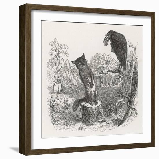 The Fox and the Crow-J.J. Grandville-Framed Art Print