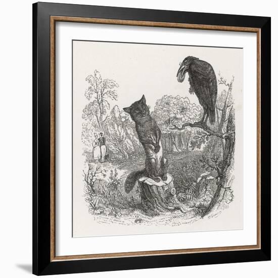 The Fox and the Crow-J.J. Grandville-Framed Art Print