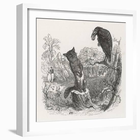 The Fox and the Crow-J.J. Grandville-Framed Art Print