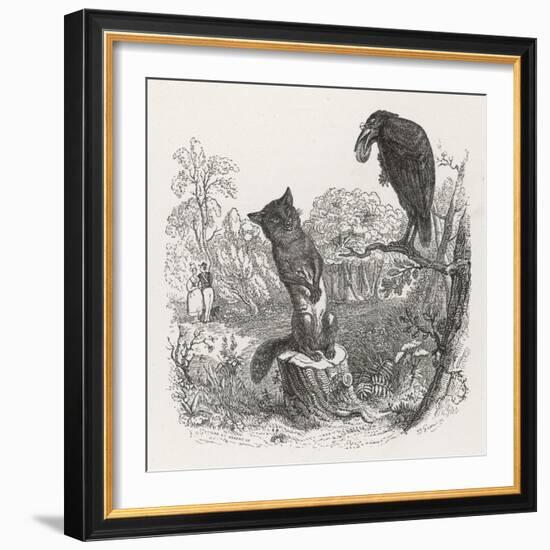 The Fox and the Crow-J.J. Grandville-Framed Art Print