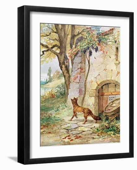 The Fox and the Grapes, Illustration For Fables by Jean de La Fontaine-Jules David-Framed Giclee Print