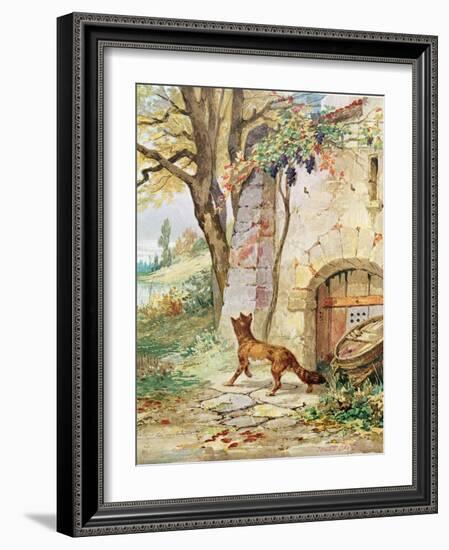 The Fox and the Grapes, Illustration For Fables by Jean de La Fontaine-Jules David-Framed Giclee Print