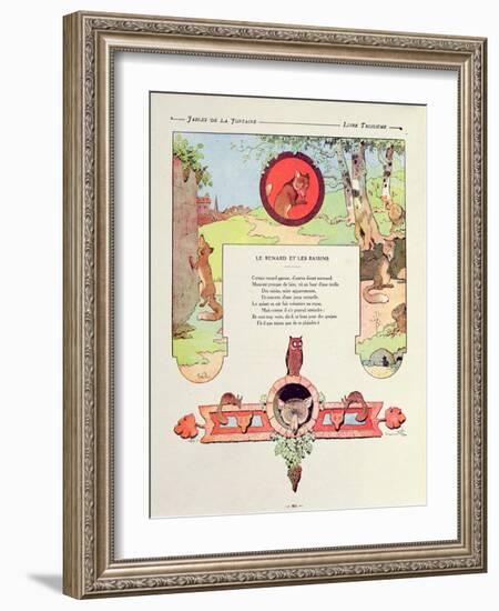 The Fox and the Grapes, Illustration from 'Fables' by Jean De La Fontaine, 1906 Edition-Benjamin Rabier-Framed Giclee Print
