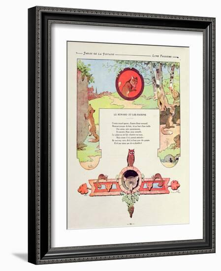 The Fox and the Grapes, Illustration from 'Fables' by Jean De La Fontaine, 1906 Edition-Benjamin Rabier-Framed Giclee Print