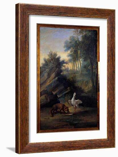 The Fox and the Stork, 1747 (Oil on Canvas)-Jean-Baptiste Oudry-Framed Giclee Print