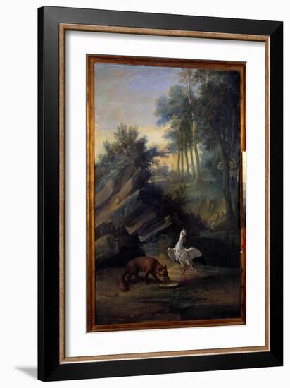 The Fox and the Stork, 1747 (Oil on Canvas)-Jean-Baptiste Oudry-Framed Giclee Print