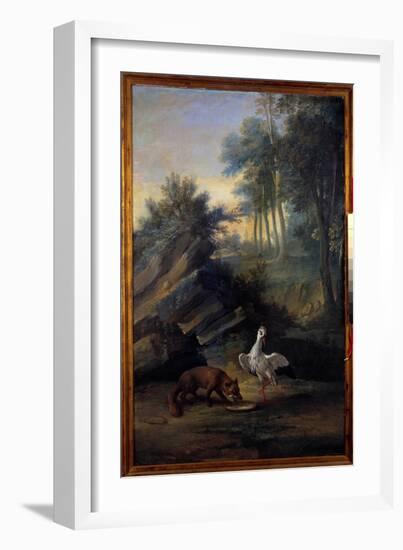 The Fox and the Stork, 1747 (Oil on Canvas)-Jean-Baptiste Oudry-Framed Giclee Print