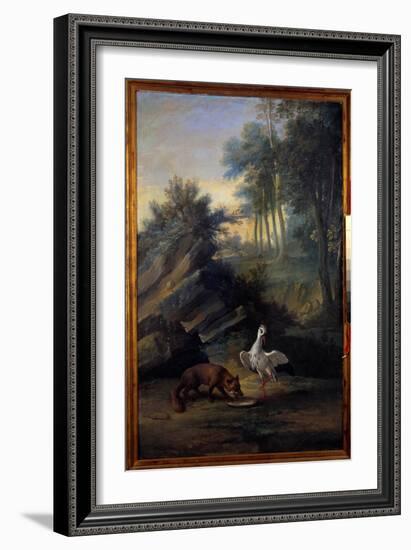 The Fox and the Stork, 1747 (Oil on Canvas)-Jean-Baptiste Oudry-Framed Giclee Print