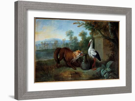 The Fox and the Stork, 1751 (Oil on Canvas)-Jean-Baptiste Oudry-Framed Giclee Print