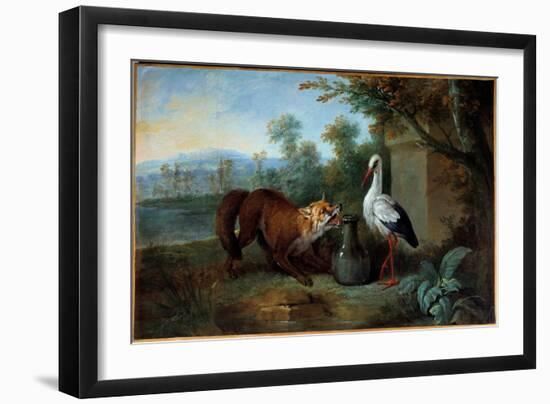 The Fox and the Stork, 1751 (Oil on Canvas)-Jean-Baptiste Oudry-Framed Giclee Print