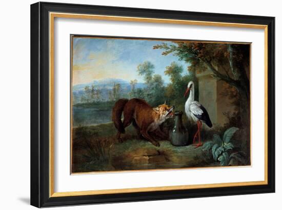 The Fox and the Stork, 1751 (Oil on Canvas)-Jean-Baptiste Oudry-Framed Giclee Print