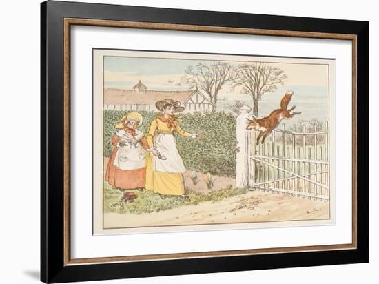 The Fox Jumps over the Parson's Gate, from the Hey Diddle Diddle Picture Book, Pub.1882 (Colour Eng-Randolph Caldecott-Framed Giclee Print