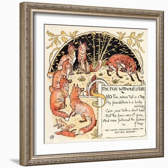 The Fox Without a Tail, Illustration from 'Baby's Own Aesop', Engraved and Printed by Edmund…-Walter Crane-Framed Giclee Print