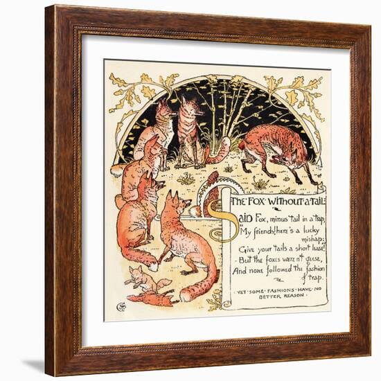 The Fox Without a Tail, Illustration from 'Baby's Own Aesop', Engraved and Printed by Edmund…-Walter Crane-Framed Giclee Print
