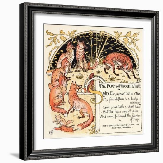 The Fox Without a Tail, Illustration from 'Baby's Own Aesop', Engraved and Printed by Edmund…-Walter Crane-Framed Giclee Print