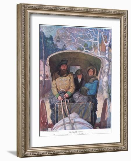 The Fraser Family: He Was Crammed Stiff and Heated, into the Old Chaise between His Parents, 1928 (-Newell Convers Wyeth-Framed Giclee Print