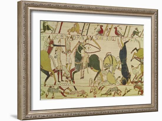 The French and the English Fall Side by Side in Battle, from the Bayeux Tapestry-null-Framed Giclee Print