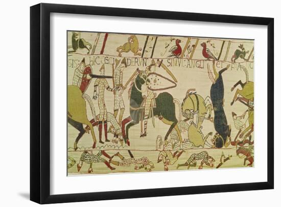 The French and the English Fall Side by Side in Battle, from the Bayeux Tapestry-null-Framed Giclee Print