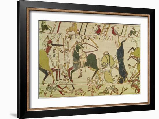 The French and the English Fall Side by Side in Battle, from the Bayeux Tapestry-null-Framed Giclee Print