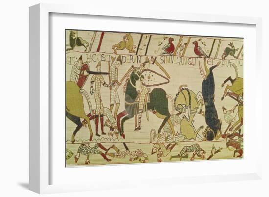 The French and the English Fall Side by Side in Battle, from the Bayeux Tapestry-null-Framed Giclee Print