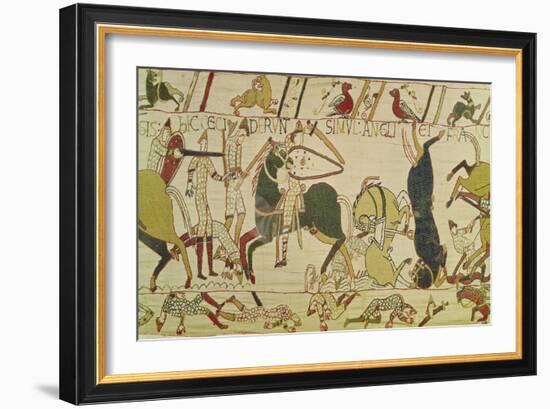 The French and the English Fall Side by Side in Battle, from the Bayeux Tapestry-null-Framed Giclee Print