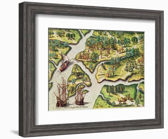 The French Arrive at Port Royal-Jacques Le Moyne-Framed Giclee Print