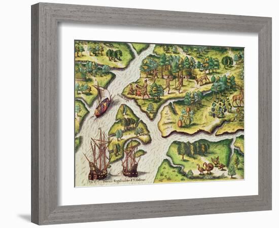 The French Arrive at Port Royal-Jacques Le Moyne-Framed Giclee Print