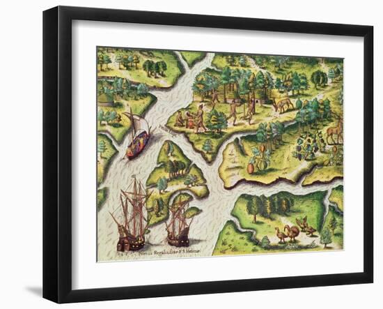 The French Arrive at Port Royal-Jacques Le Moyne-Framed Giclee Print
