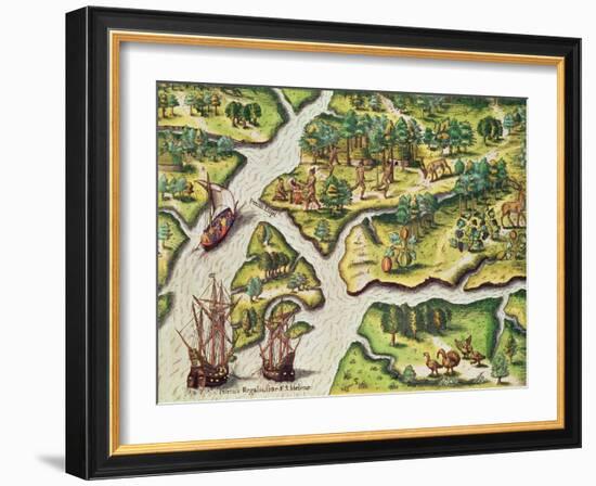 The French Arrive at Port Royal-Jacques Le Moyne-Framed Giclee Print