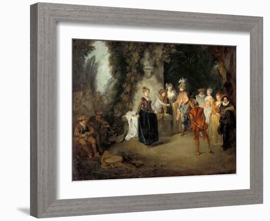 The French Comedy Par Watteau, Jean Antoine (1684-1721), after 1716 - Oil on Canvas, 37X48 - Staatl-Jean Antoine Watteau-Framed Giclee Print