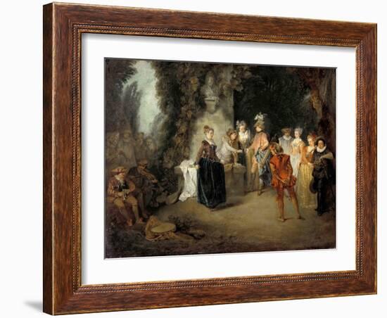 The French Comedy Par Watteau, Jean Antoine (1684-1721), after 1716 - Oil on Canvas, 37X48 - Staatl-Jean Antoine Watteau-Framed Giclee Print