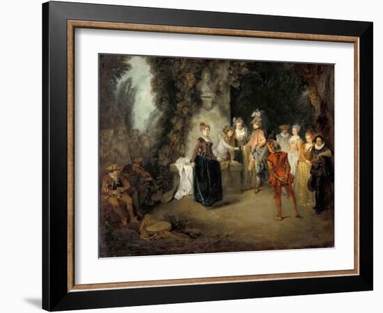 The French Comedy Par Watteau, Jean Antoine (1684-1721), after 1716 - Oil on Canvas, 37X48 - Staatl-Jean Antoine Watteau-Framed Giclee Print